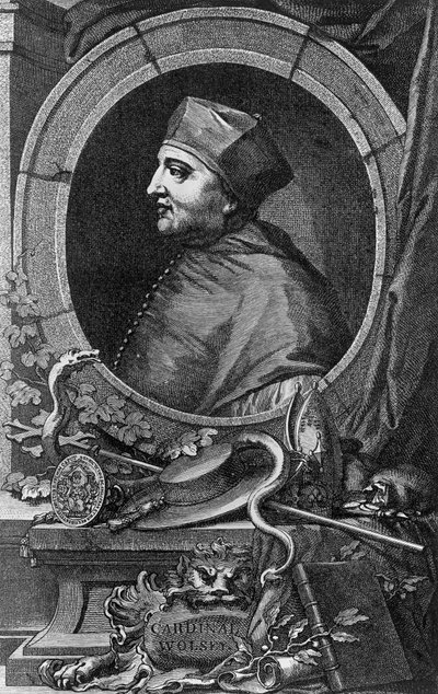 Portret van Thomas Wolsey, Engelse kardinaal en staatsman, gravure door Jacobus Houbraken door Jacobus Houbraken