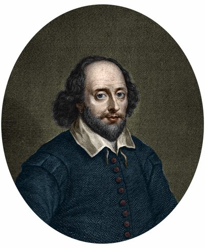 Portret van William Shakespeare (1564-1616), Engelse schrijver. Gravure door Jacobus Houbraken 1747 door Jacobus Houbraken