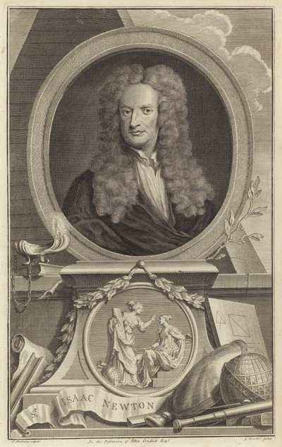 Sir Isaac Newton, Engelse natuurkundige, wiskundige en astronoom door Jacobus Houbraken