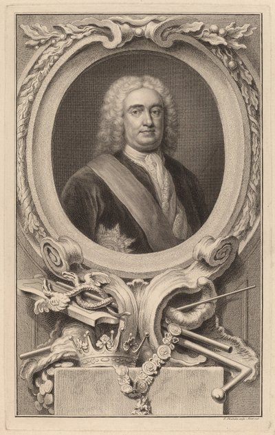 Robert Walpole, 1e Graaf van Orford door Jacobus Houbraken after Arthur Pond