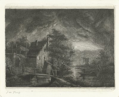 Landschap bij maanlicht door Jacobus Ludovicus Cornet