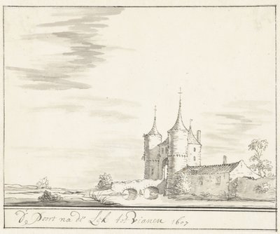 De poort aan de Lek te Vianen in 1607 door Jacobus Stellingwerff
