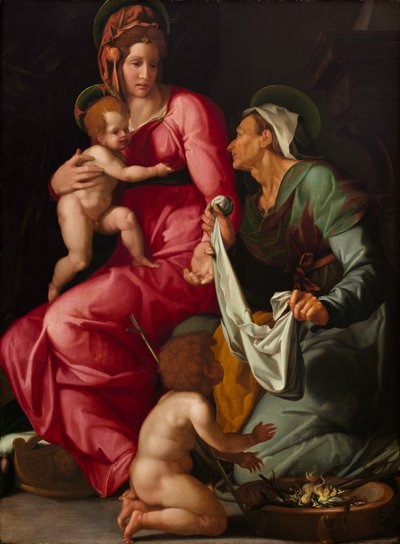 Madonna en Kind met Sint-Elizabeth en Sint-Jan de Doper door Jacopino del Conte