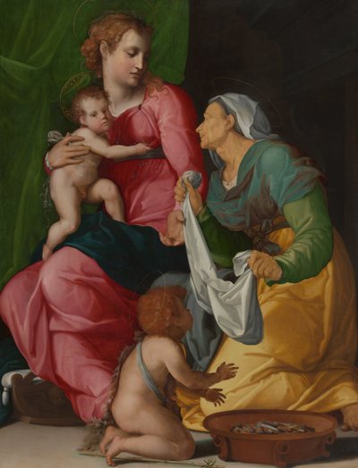 Madonna en kind met de heiligen Elizabeth en Johannes de Doper door Jacopino del Conte