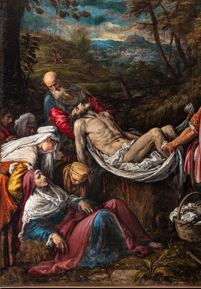 Begrafenis van het lichaam van Christus, detail door Jacopo (1510 92) Bassano