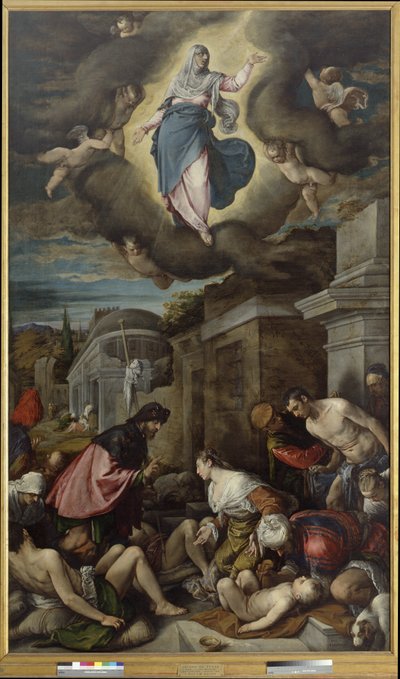 St. Roch bezoekt de pestslachtoffers, ca. 1575 door Jacopo Bassano
