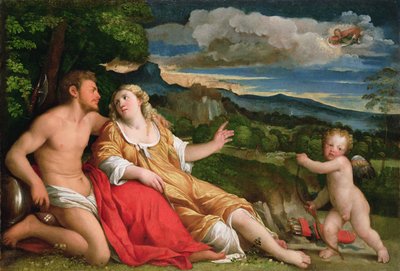 Mars, Venus en Cupido door Jacopo (c.1480 1528) Palma
