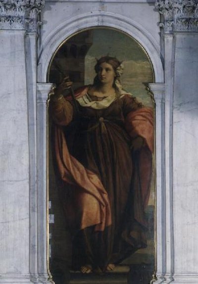 St. Barbara (deel van drieluik) door Jacopo (c.1480 1528) Palma