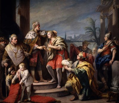 Jozef voor de farao, ca. 1749 door Jacopo Amigoni
