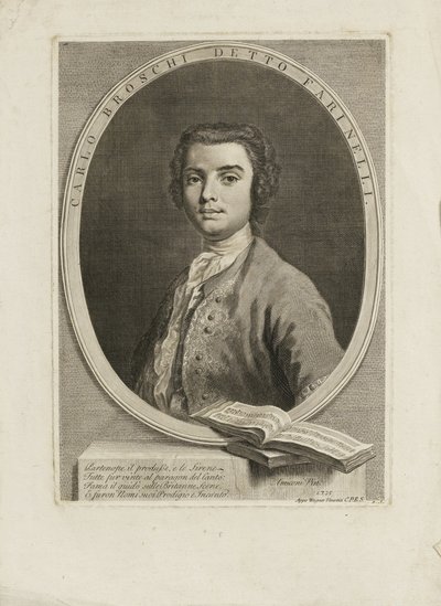 Portret van de zanger Farinelli Carlo Broschi 1705-1782, 1735 door Jacopo Amigoni