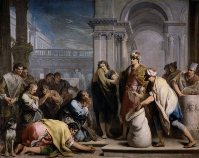 De zilveren beker van Jozef in de zak van Benjamin, ca. 1749 door Jacopo Amigoni