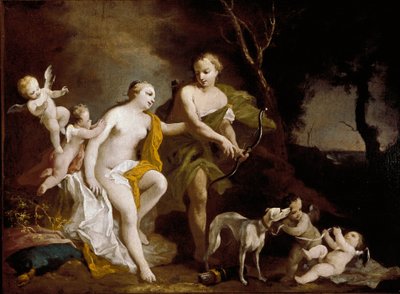 Venus en Adonis door Jacopo Amigoni