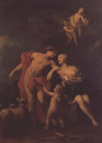 Venus en Adonis, c.1740 door Jacopo Amigoni