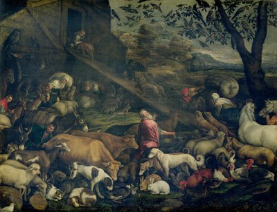 Dieren die de Ark binnengaan door Jacopo Bassano