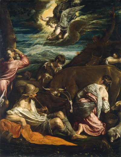De aankondiging aan de herders door Jacopo Bassano