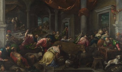 De reiniging van de tempel door Jacopo Bassano and workshop