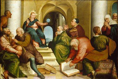 Christus onder de Doktoren door Jacopo Bassano il vecchio
