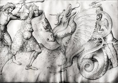 Strijd tussen krijgers en een draak, c.1450 door Jacopo Bellini