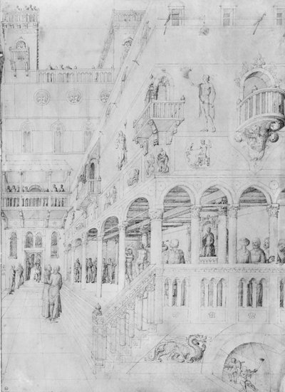 De geseling, uit het album van tekeningen van Jacopo Bellini door Jacopo Bellini