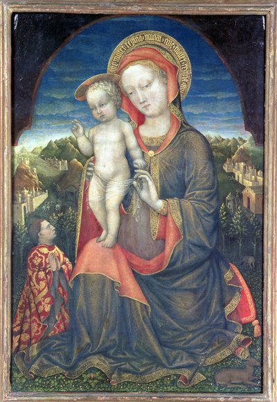 De Madonna van nederigheid aanbeden door Leonello d