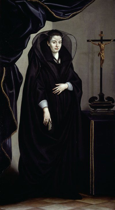Portret van een adellijke vrouw in rouwkleding, ca. 1600 door Jacopo Chimenti Empoli
