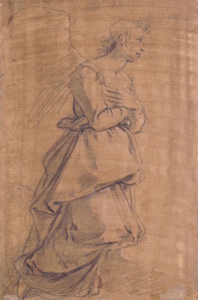 De Aartsengel Gabriël knielend naar rechts (studie voor een Annunciatie) door Jacopo Chimenti Empoli