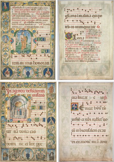 Paar Gradualen: Initiaal (M) met St. Andreas (recto) en Mis voor de Doden (recto) door Jacopo Filippo d