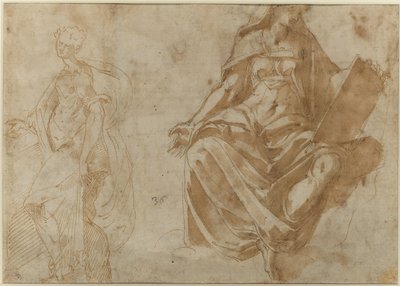 Sint Cecilia en een zittende vrouwelijke figuur met een boek door Jacopo Ianguidi Bertoia
