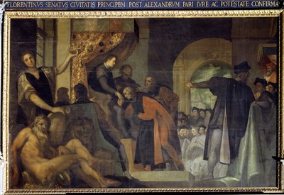 Cosimo I de Medici benoemd tot Hertog door de Senaat van Florence door Jacopo Ligozzi
