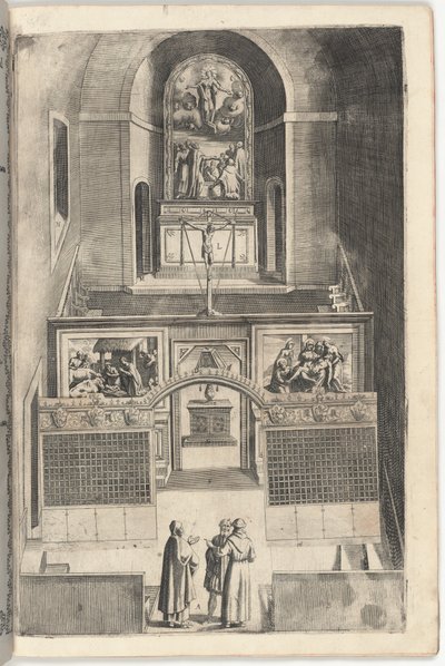 Interieur van de Kleine Kerk (Interno della chiesa minore) [plaat F] door Jacopo Ligozzi