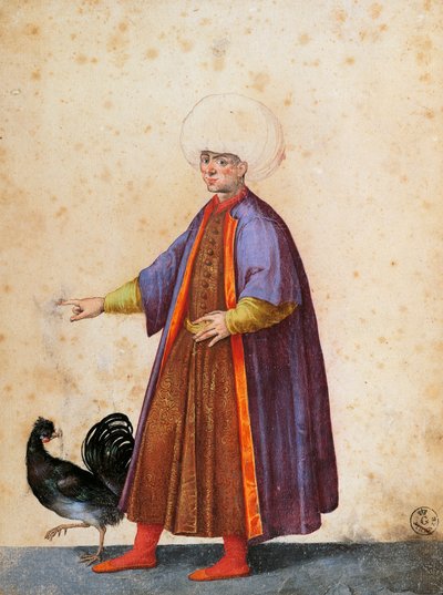 Turkse man met tulband, tekening door Jacopo Ligozzi (1547-1627) door Jacopo Ligozzi