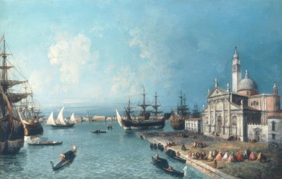Uitzicht over het Bacino di S. Marco; op de voorgrond S. Giorgio door Jacopo Marieschi