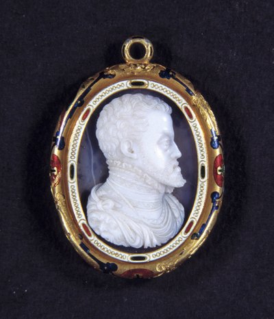 Portret van Koning Filips II van Spanje (1527-1598). Medaillon in calcedoon door Jacopo Nizzola da Trezzo