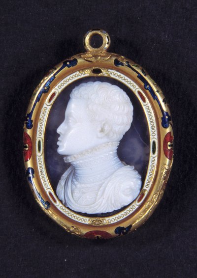 Portret van Prins Don Carlos van Spanje. Calcedoon medaillon door Jacopo Nizzola da Trezzo