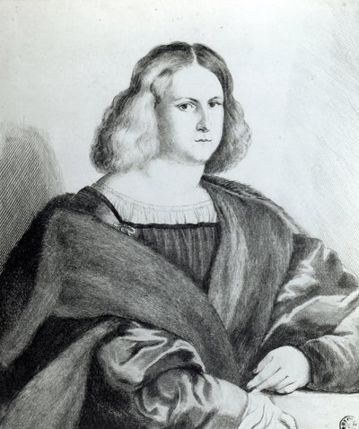 Portret van een jonge man, prent door Wenceslaus Hollar, 1650 door Jacopo Palma