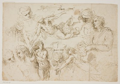 Blad met figuurstudies door Jacopo Palma