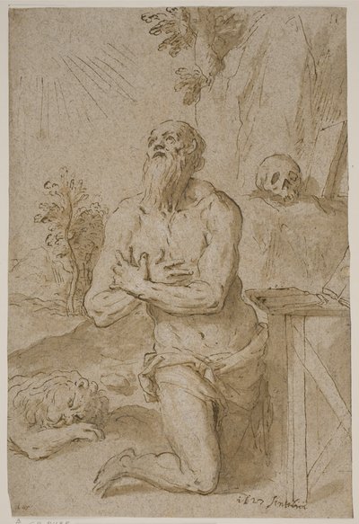 Sint Hiëronymus in de wildernis door Jacopo Palma