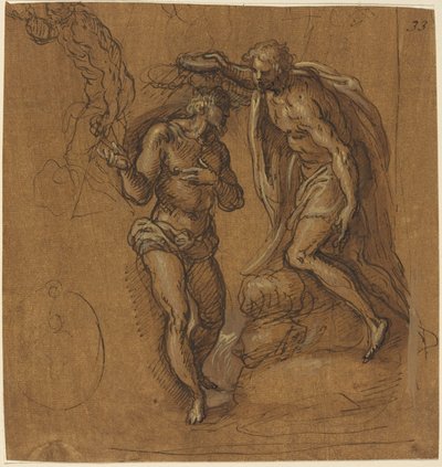 Schets voor een Doop van Christus door Jacopo Palma il Giovane