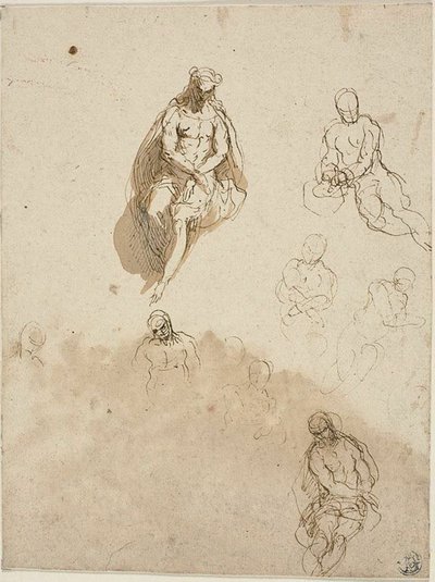 Studies voor de kroning met doornen door Jacopo Palma il Giovane