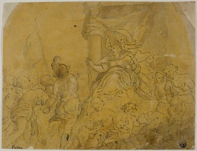 Studie voor Venetië, gekroond door de overwinning, ontvangt haar onderdanen door Jacopo Palma il Giovane