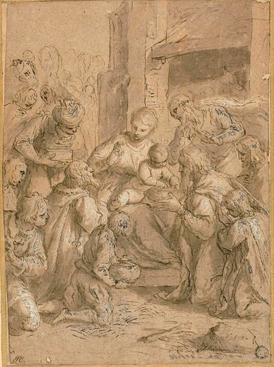 Studie voor de Aanbidding der Wijzen door Jacopo Palma il Giovane