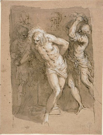 Studie voor de Geseling van Christus door Jacopo Palma il Giovane