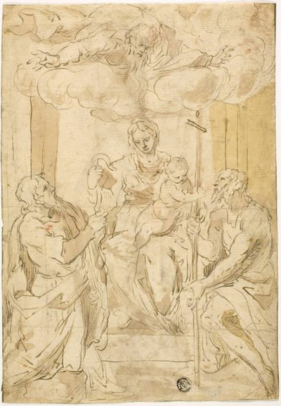 Maagd en Kind met Heiligen Thomas en Johannes de Doper (recto); Slapende Venus (verso) door Jacopo Palma il Giovane