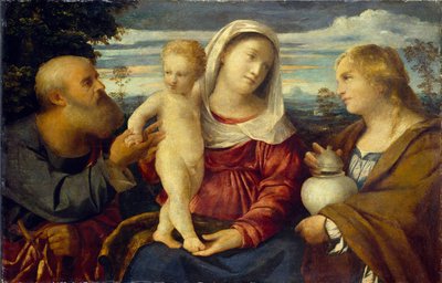 De Heilige Familie met St. Maria Magdalena door Jacopo Palma il Vecchio