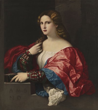 Portret van een jonge vrouw La Bella door Jacopo Palma il Vecchio the Elder