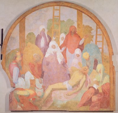 Kruisafneming, lunet uit de fresco cyclus van de Passie door Jacopo Pontormo