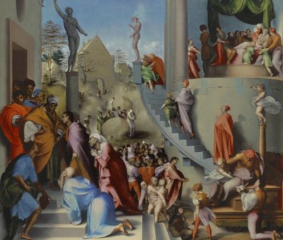 Jozef met Jakob in Egypte, waarschijnlijk 1518 door Jacopo Pontormo