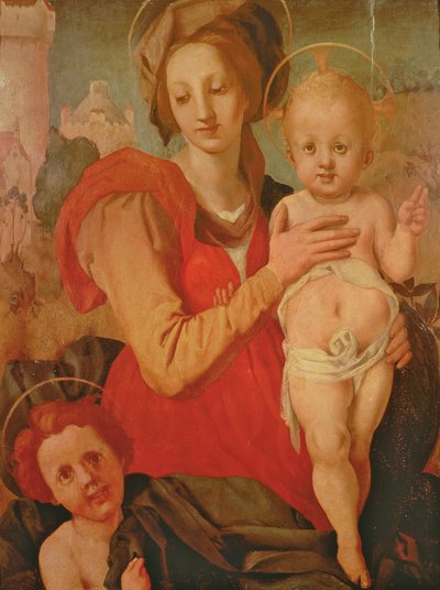 Madonna en kind met de jonge St. Johannes de Doper door Jacopo Pontormo