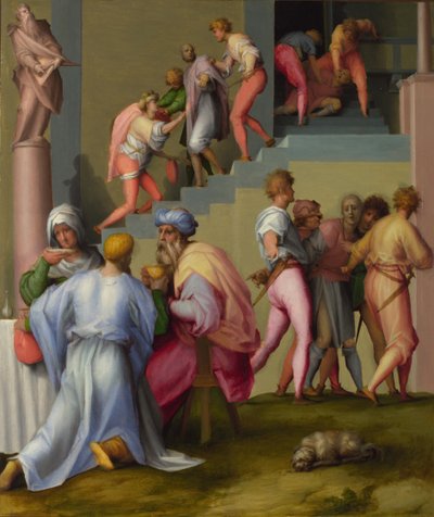 Farao met zijn butler en bakker uit Scènes uit het verhaal van Jozef, ca. 1515 door Jacopo Pontormo