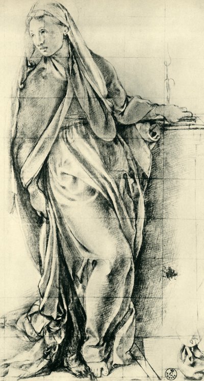 Schets van de Maagd Maria voor een Annunciatie door Jacopo Pontormo
